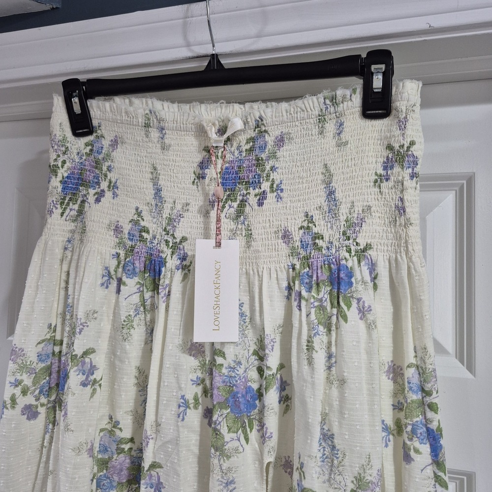 Love Shack Fancy Maxi Skirt Womens XL Falune Floral Deep Slit Pull On Cottage - Picture 4 of 11